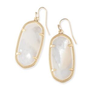 Kendra Scott Elle Gold and White Mother-of-Pearl Drop Earrings - Women Jewelry